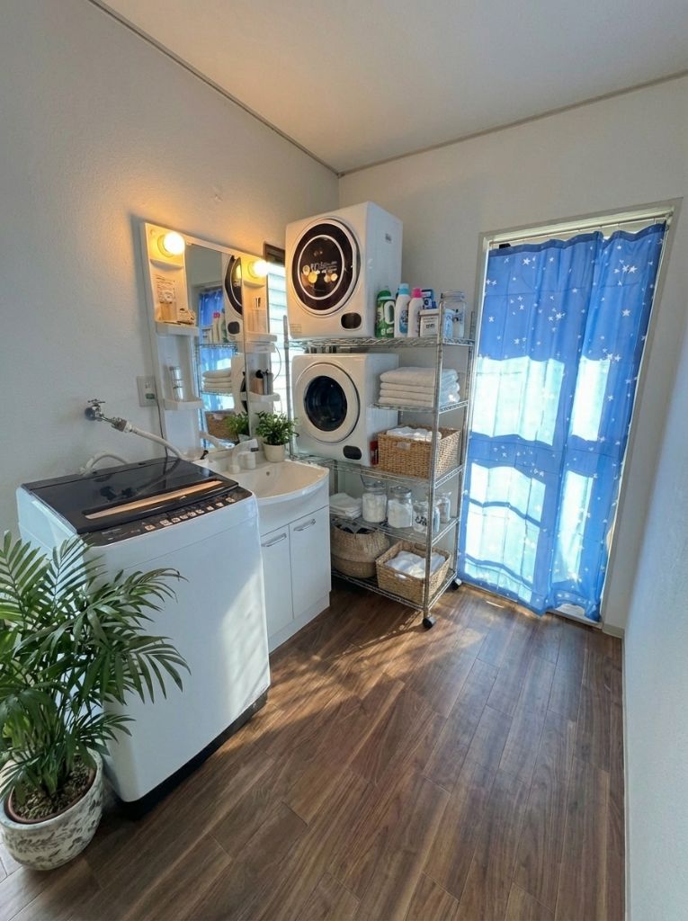 奈良県グループホームの洗濯・脱衣スペース - 乾燥機完備で便利